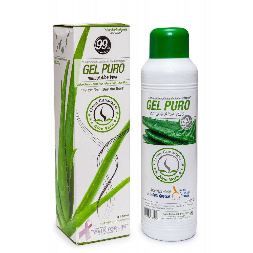 Pure Aloe Vera gel met 99% Aloë Vera uit de Canarische Eilanden fles 1 liter