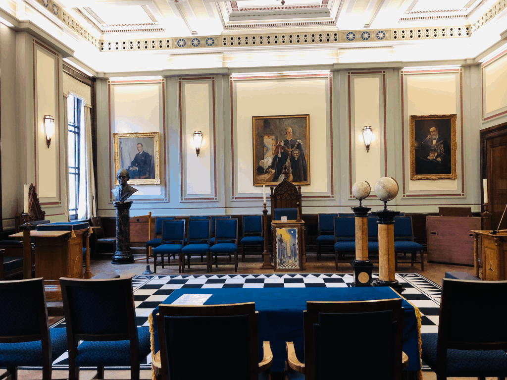 Vrijmetselaars Lodge in Freemasons' Hall in Londen